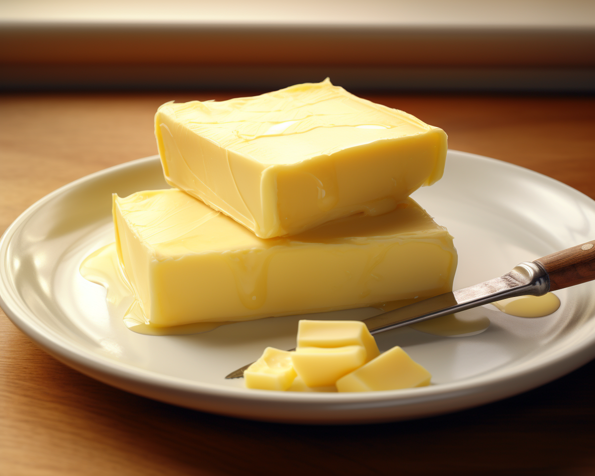 due tocchi di burro su un piatto