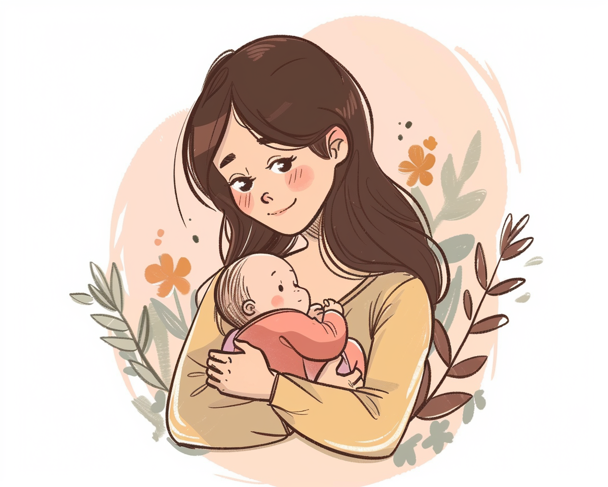 un disegno di una madre mentre allatta il suo bambino